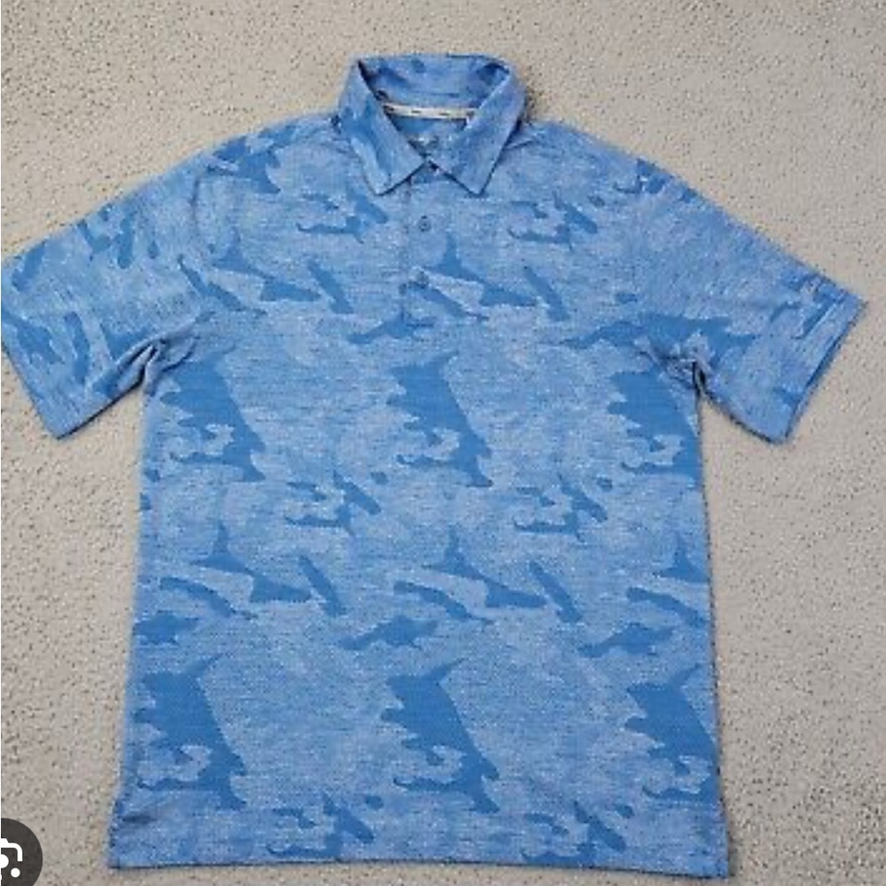 Walter Hagen Blue Polo Shirt with Textured Camo Pattern Men’s XL